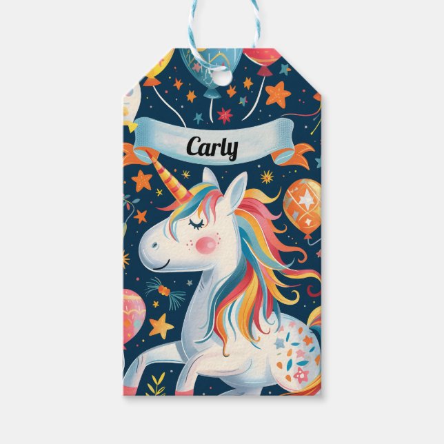 Einhorndesign für Kinder Geschenkanhänger (Vorderseite)