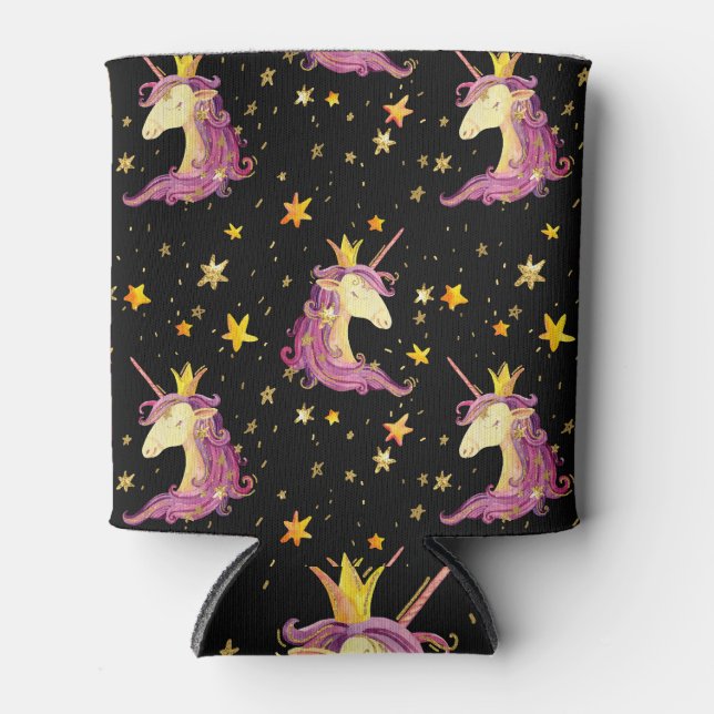 Einhorndruckerin: Aquarellmärchen Dosenkühler (Vorderseite)