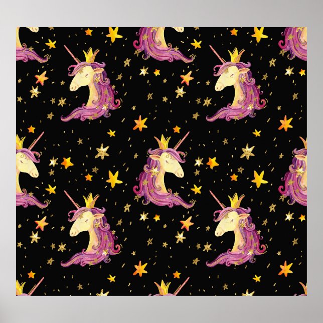 Einhorndruckerin: Aquarellmärchen Poster (Vorne)