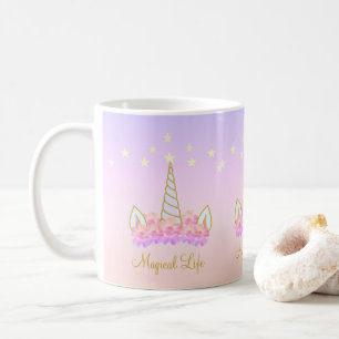 Einhornende Blume und Sterne Kaffeetasse