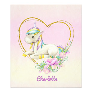 Einhornende Herz-Blume Wasserfarbe Fotodruck