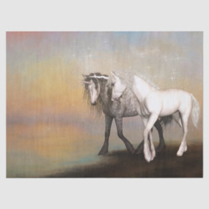 Einhornende Liebe in der Regenbogenwelt Seidenpapier