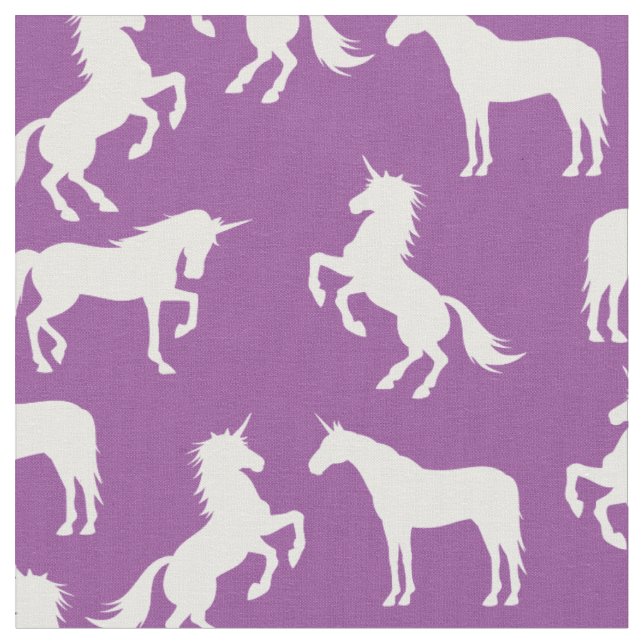 Einhornende Silhouetten Lila Stoff (Nahaufnahme)