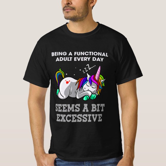 Einhörner als funktioneller Erwachsener T-Shirt (Vorderseite)
