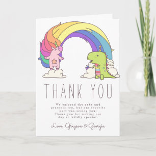 Einhörner & Dinosaurier Geburtstags Dankeschön Dankeskarte