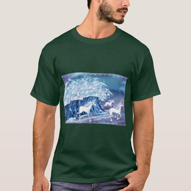 Einhörner im Meermädchen T-Shirt (Vorderseite)