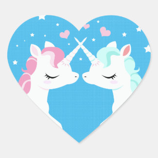 Einhörner in Liebe Herz-Aufkleber