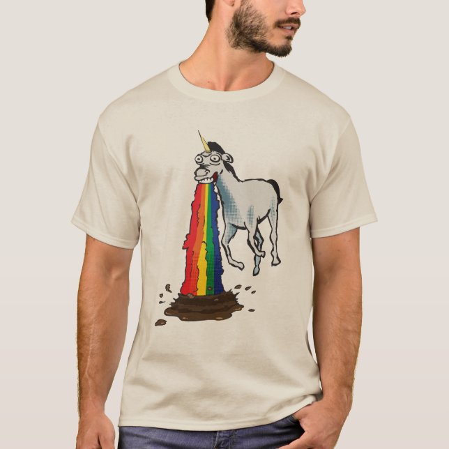 Einhörner kotzen Regenbogen T-Shirt (Vorderseite)