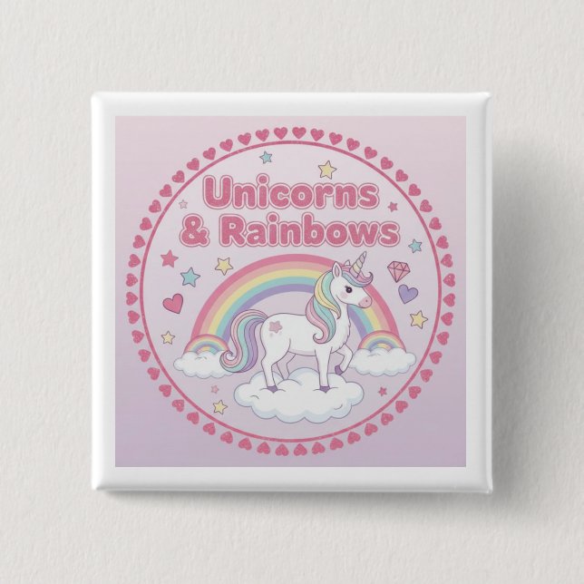 Einhörner & Regenbögen Button (Vorderseite)