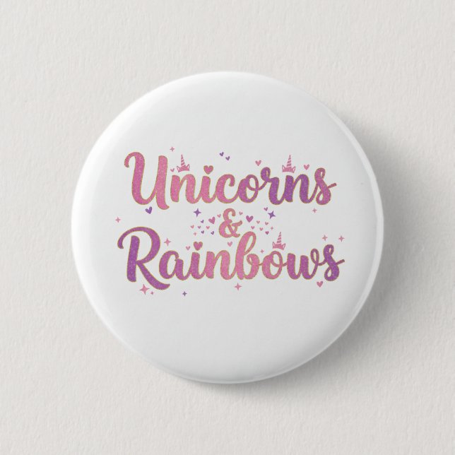 Einhörner & Regenbogen Button (Vorderseite)