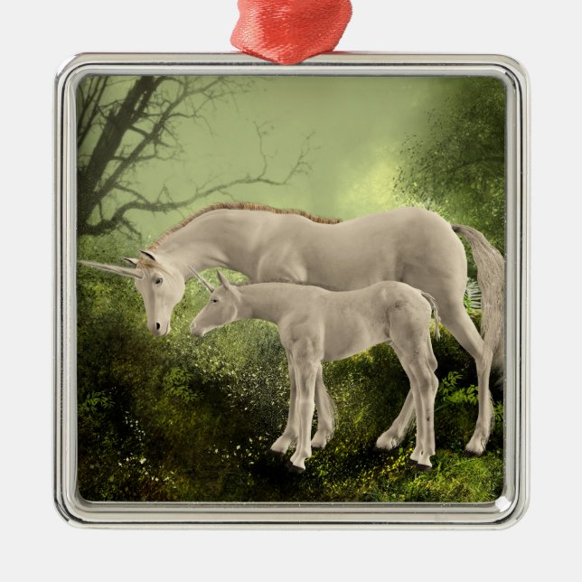 Einhörner Silbernes Ornament (Vorne)