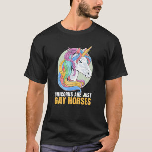 Einhörner sind einfach schwule Pferde schwul Lesbe T-Shirt