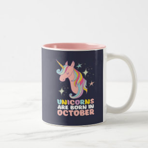 Einhörner sind im Oktober Niedliche Geburtstag Gir Zweifarbige Tasse
