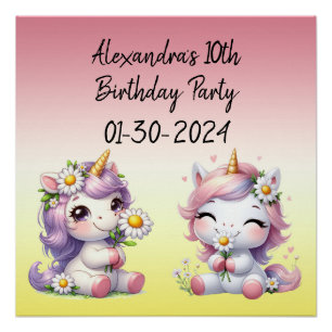 Einhörner und Gänse, Kindergeburtsparty Glossy Poster