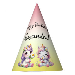 Einhörner und Gänseblümchen, "Happy Birthday" Partyhütchen