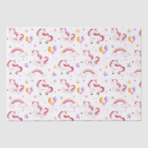 Einhörner und Regenbogen Aquarell Mädchen Geburtst Seidenpapier