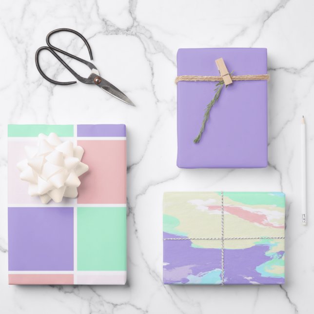 Einhornfarbe Geschenkpapier Set (Vorderseite)