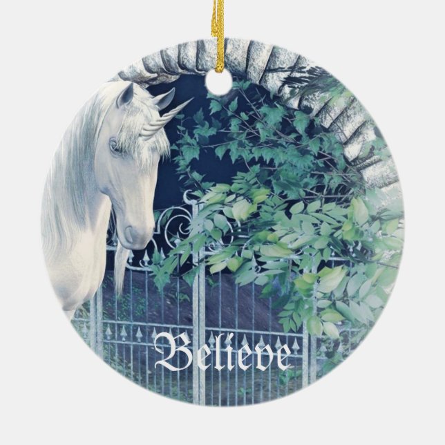 Einhorngartenverzierung Keramikornament (Hinten)