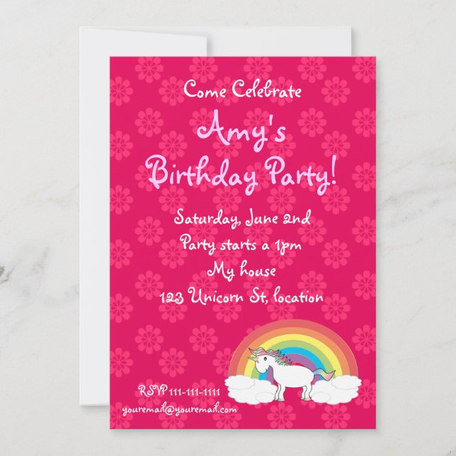 Einhorngeburtseinladung Einladung (Vorderseite)
