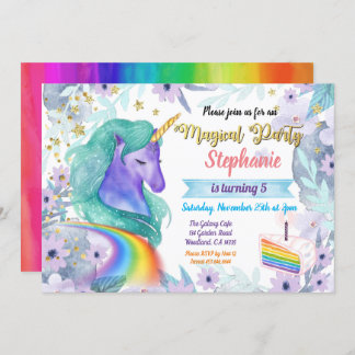 Einhorngeburtseinladung Regenbogenkuchen Einladung