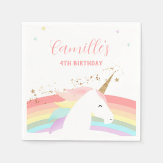 Einhorngeburtstagsfeier Einladung Regenbogen moder Serviette