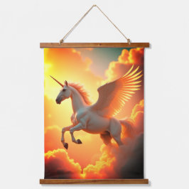 Einhorngelbes, mit Holz bedecktes Wandband, ein Pa Wandteppich Mit Holzrahmen