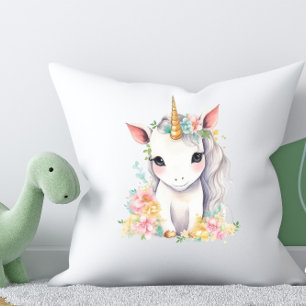 Einhorngeschenk für Girls Aquarell Kissen