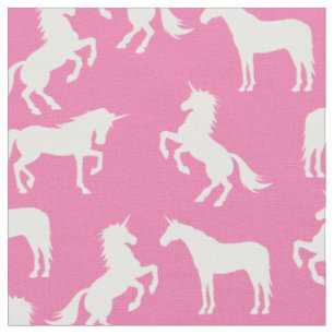 Einhornige Silhouetten Rosa und Weiß Stoff