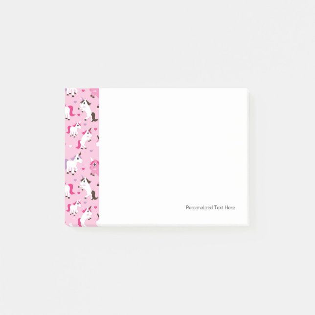 Einhornillustration scherzt Hintergrund Post-it Klebezettel (Vorderseite)