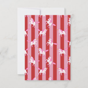Einhornkarte mit rosa und roten Streifen Dankeskarte