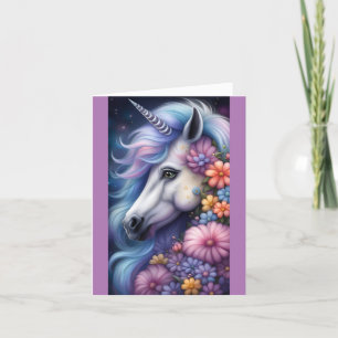 Einhornkopf mit Blume Dankeschön-Karte Dankeskarte
