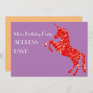 Einhornkunst farbenfrohe Geburtstagsparty Einladung