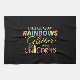 Einhornliebhaber-Geschenkidee Regenbogen Glitter E Geschirrtuch
