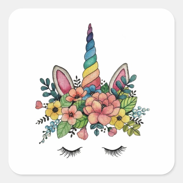 Einhornlinsen mit Regenbogenhaut Quadratischer Aufkleber (Vorderseite)