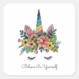 Einhornlinsen mit Regenbogenhaut Quadratischer Aufkleber