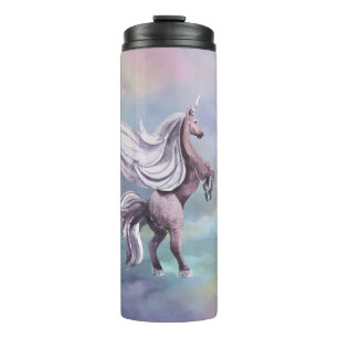 Einhornmagie   Farbenfrohe Pasta Fantasy Wasserfar Thermosbecher