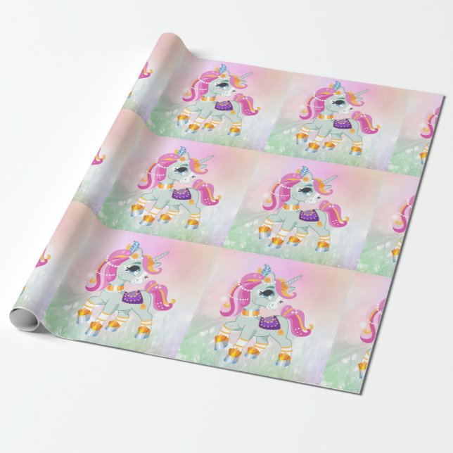 Einhornmagie fliegendes Pferd magische Einhornflie Geschenkpapier (Ungerollt)