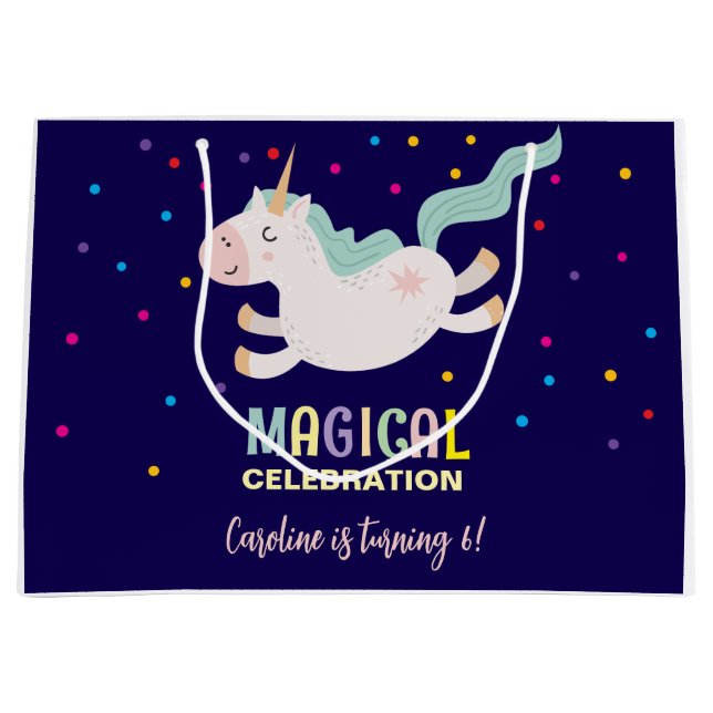 Einhornmagie Geburtstagskinder Große Geschenktüte (Vorderseite)