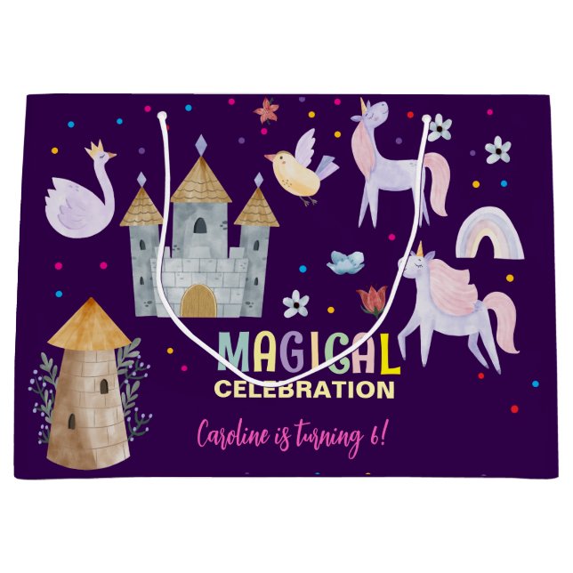 Einhornmagie Geburtstagskinder Große Geschenktüte (Vorderseite)
