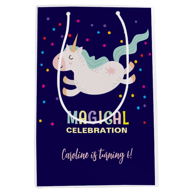 Einhornmagie Geburtstagskinder Mittlere Geschenktüte (Vorderseite)