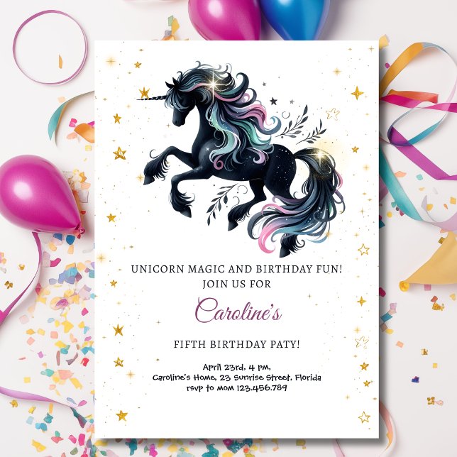Einhornmagie und Geburtstagsspass Kinder Einladung (Von Creator hochgeladen)