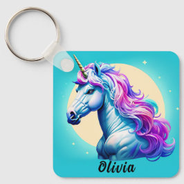 Einhornmonenscheinwerfer: Ihr Name in Sternen Schlüsselanhänger
