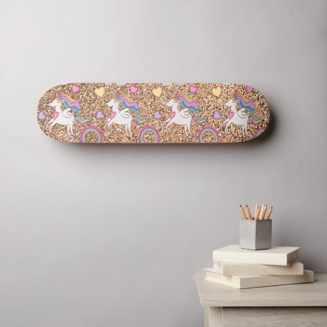 Einhornmuster des Glitzer Skateboard (Wandkunst (Horz))