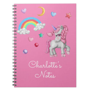 EinhornNotebook, magische Regenbogenstars Einhorn Notizblock