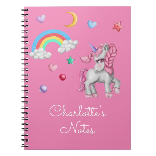 EinhornNotebook, magische Regenbogenstars Einhorn Notizblock (Vorderseite)