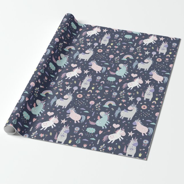 Einhornpapier für Muster Geschenkpapier (Ungerollt)
