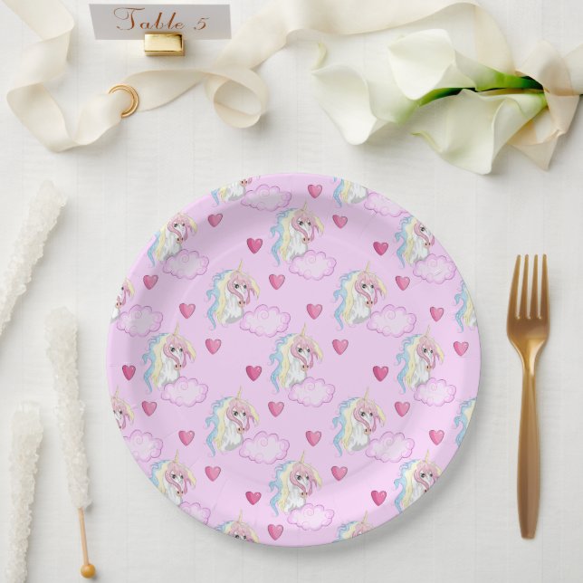 Einhornpapierplatte Pappteller (Hochzeit)