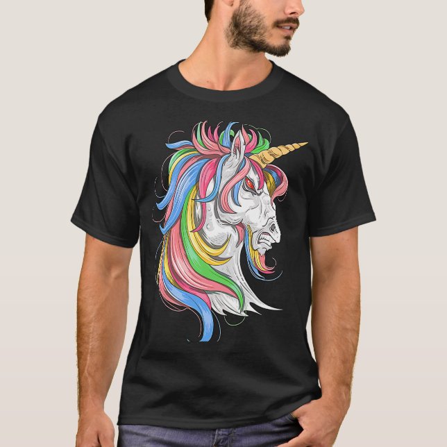Einhornpferd Horror beängstigend Halloween T-Shirt (Vorderseite)
