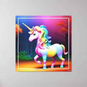Einhornpferd mit Regenbogenfarben Leinwanddruck