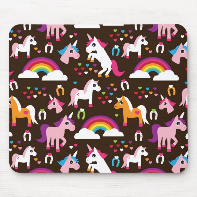 Einhornregenbogen scherzt Hintergrundpferd Mousepad (Vorne)
